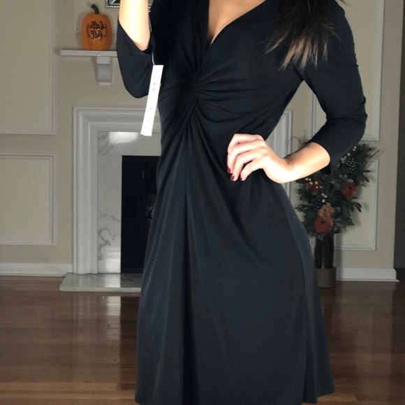 NWT Allison Morgan Front Tie Career Dress, Black S - Picture 1 of 7